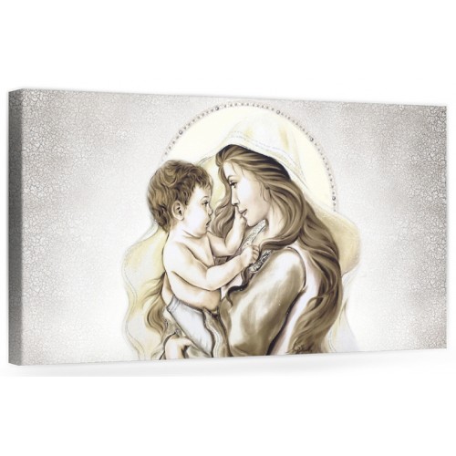 A018 Quadro capezzale moderno su tela per la camera da letto con decorazioni - Sacro "Madonna con bambino"
