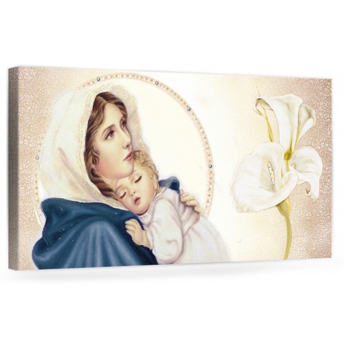 A024 Quadro capezzale moderno su tela per la camera da letto con decorazioni - Sacro "Madonna con bambino"