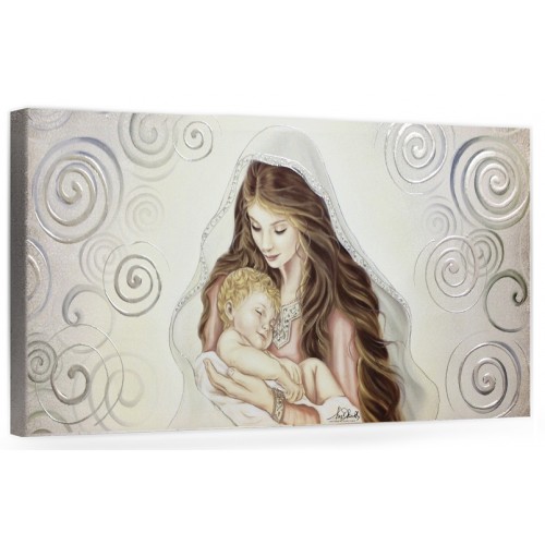 COD. BASIC14 COLOR ARG - Capezzale quadro moderno su tela sacro " Maternità " Madonna del Ferruzzi con Bambino