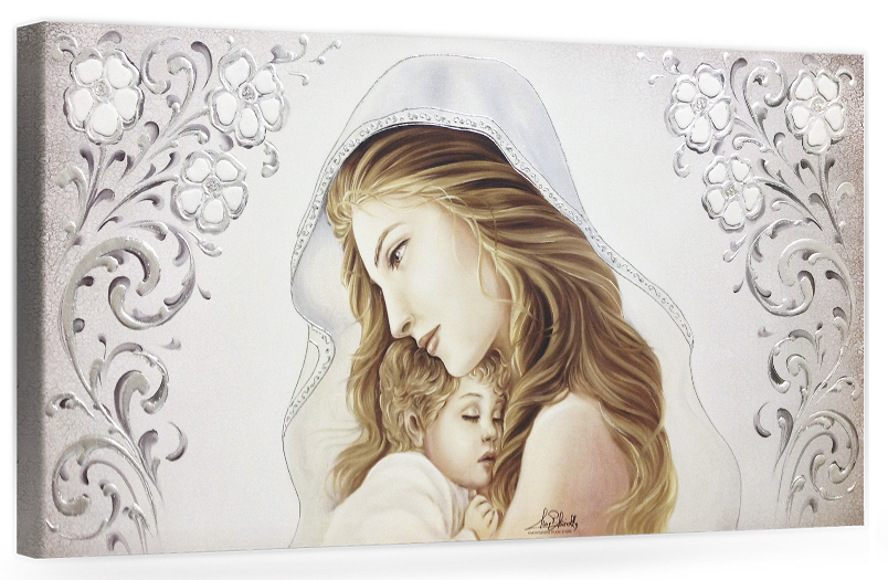 COD. BASIC09 COLOR ARG - Capezzale quadro moderno su tela sacro " Maternità " Madonna con Bambino